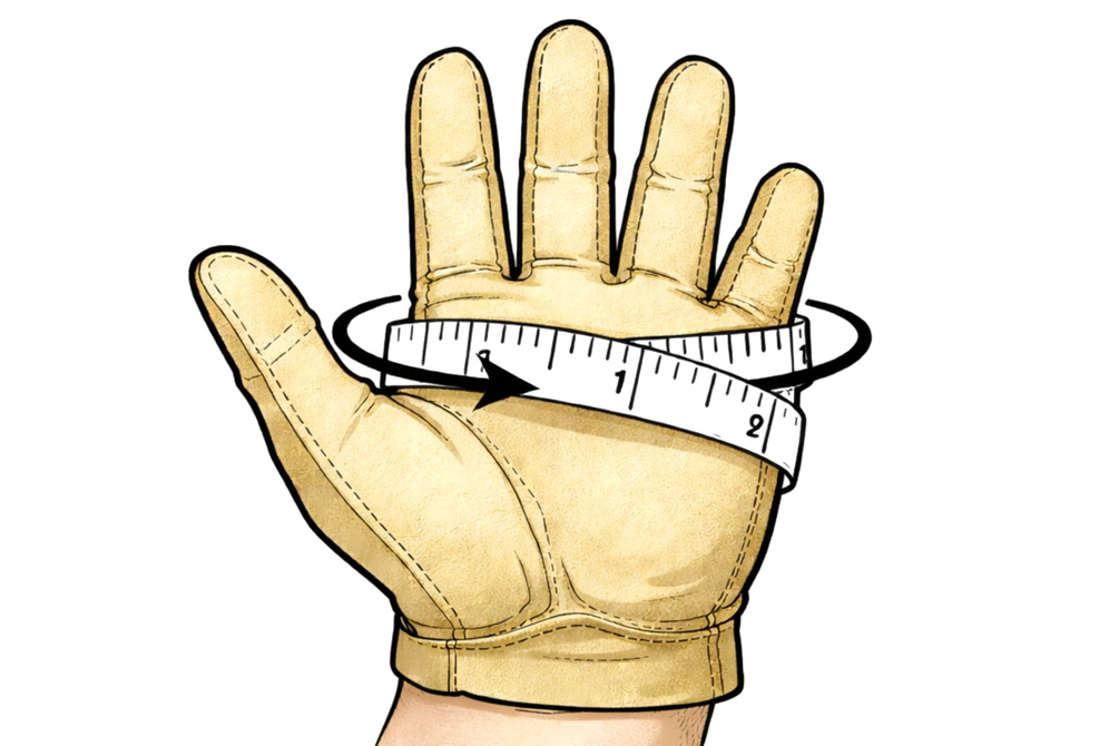 Illustration how to measure size with your summer gloves on